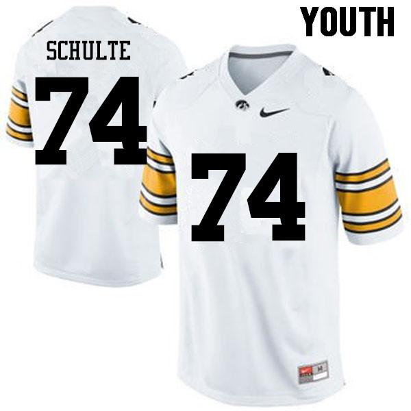 Youth Iowa Hawkeyes #74 Austin Schulte College Football Jerseys-White - Click Image to Close